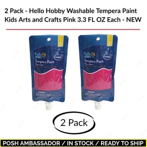 2 Pack - Hello Hobby Washable Tempera Paint Kids Arts & Craft Pink 3.3 FL OZ ...